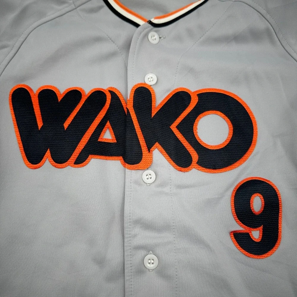Vintage Descente Wako 9 Baseball‎ Jersey Grey Orange Black Mens L D-300T Japan